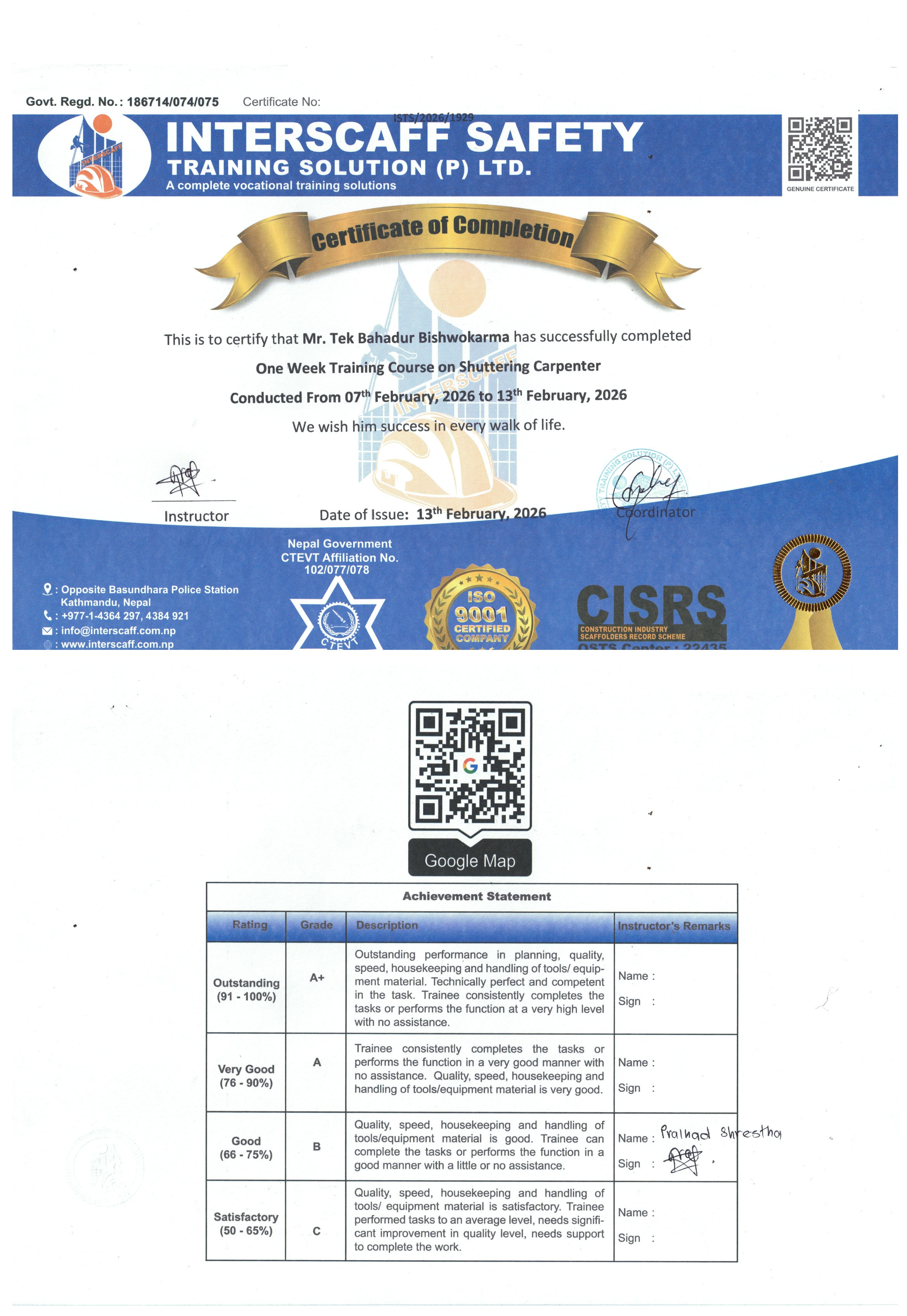 Tek Bahadur Bishwokarma.